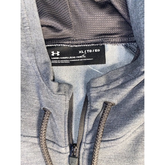 Under Armour Athletic Hoodie‎ Womens XL Gray Raglan Sleeve Swoosh Logo Full Zip - Picture 3 of 7